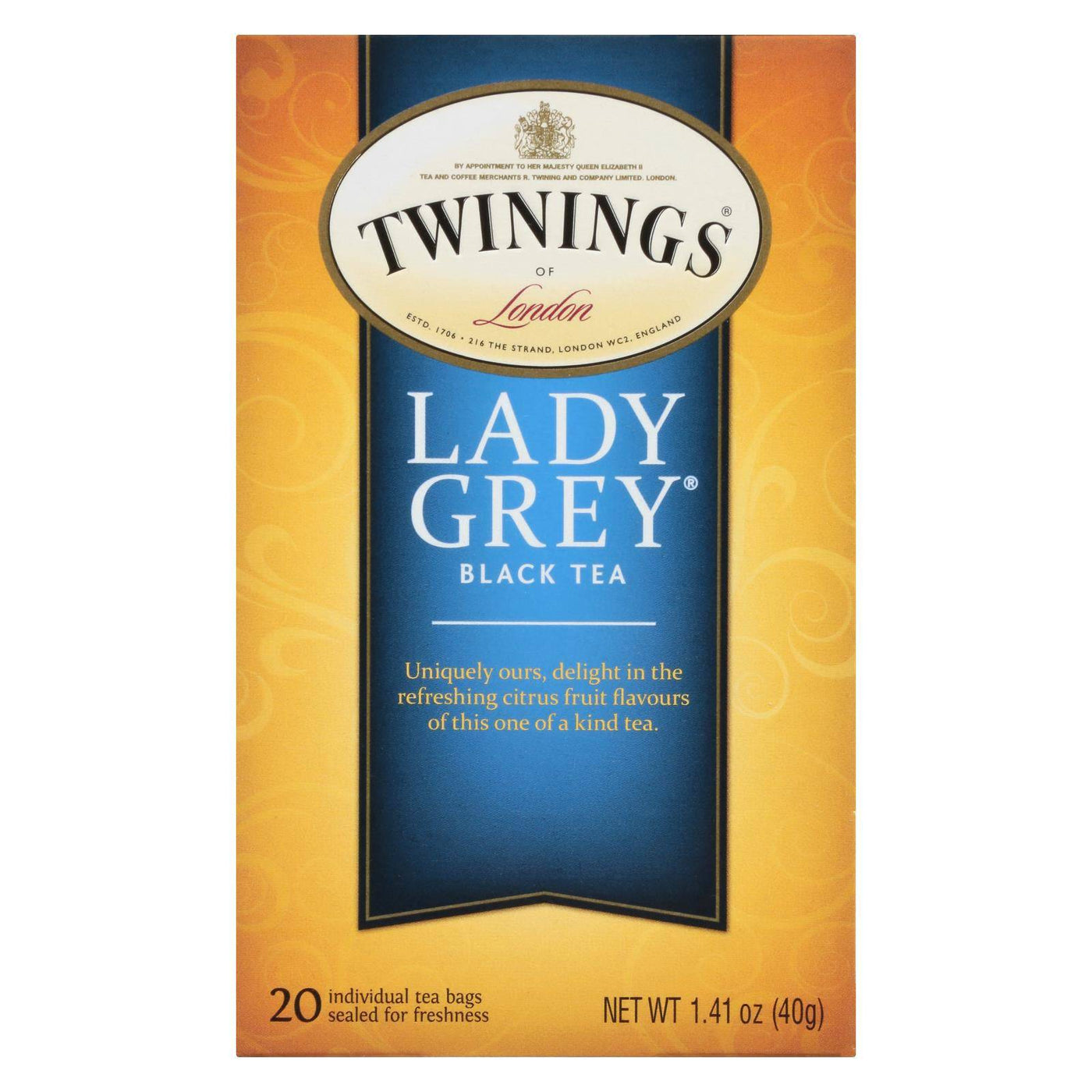 Twinings Tea Black Tea - Lady Grey - Case Of 6 - 20 Bags | OnlyNaturals.us