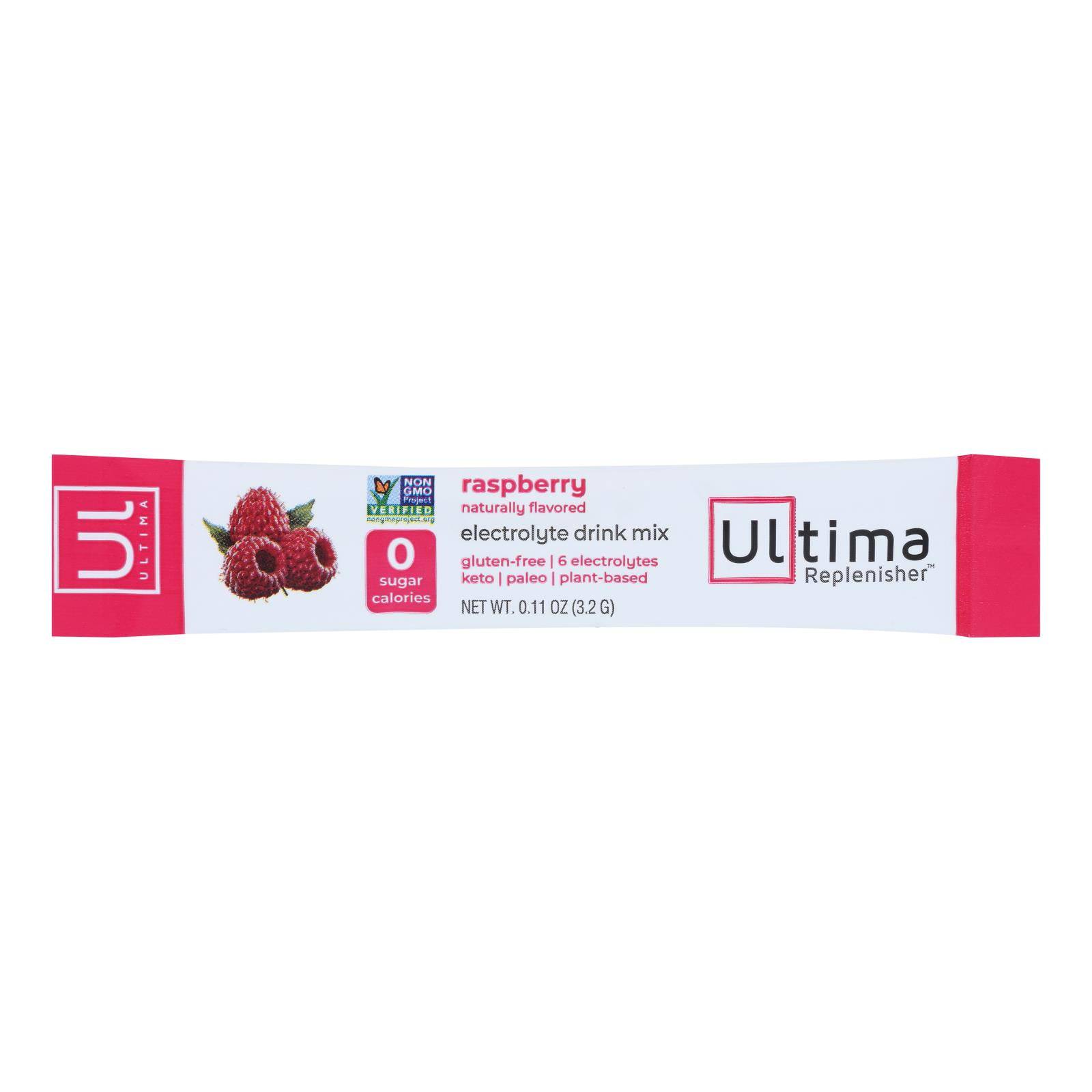 Ultima Replenisher - Electrolyte Powder Raspberry - Case Of 20-0.11 Oz | OnlyNaturals.us