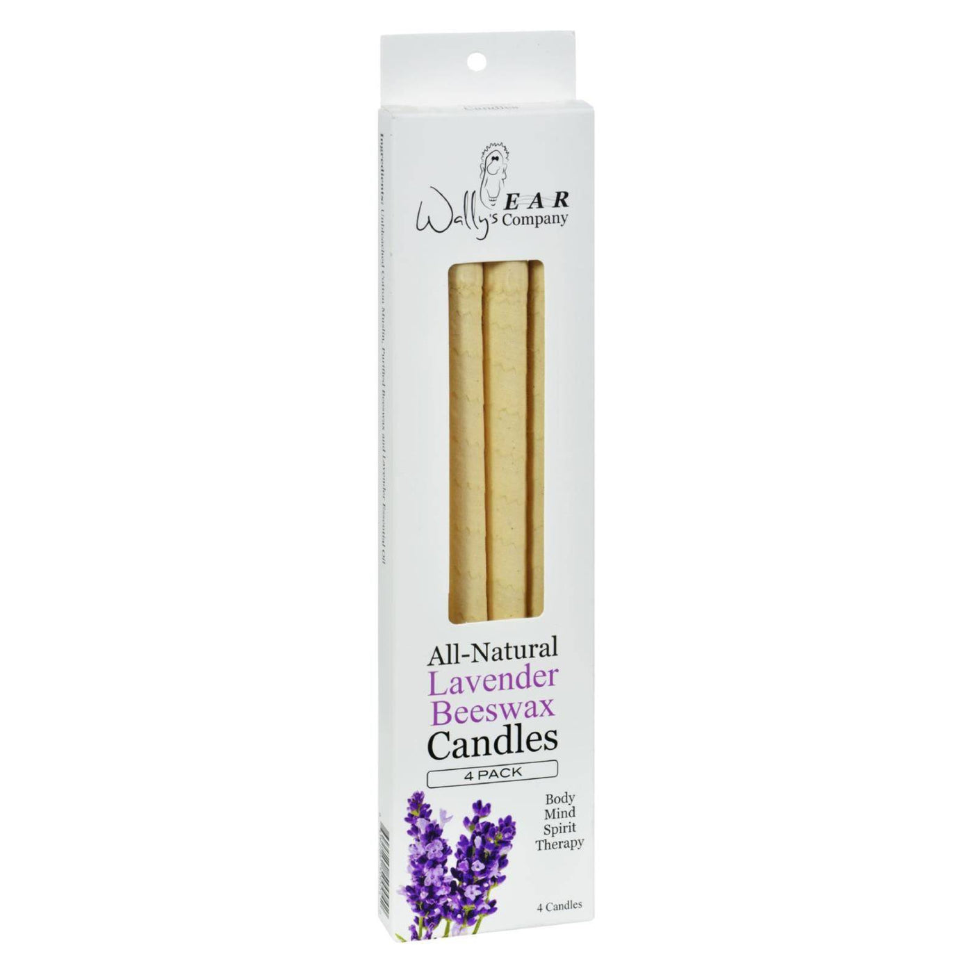 Buy Wally's Natural Products Beeswax Candles - Lavender - 4 Pack  at OnlyNaturals.us