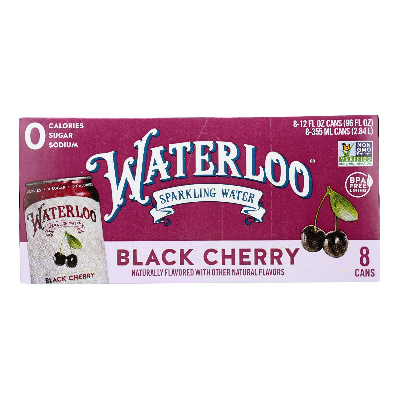 Waterloo - Sparkling Water Black Cherry - Case Of 3 - 8-12 Fz | OnlyNaturals.us