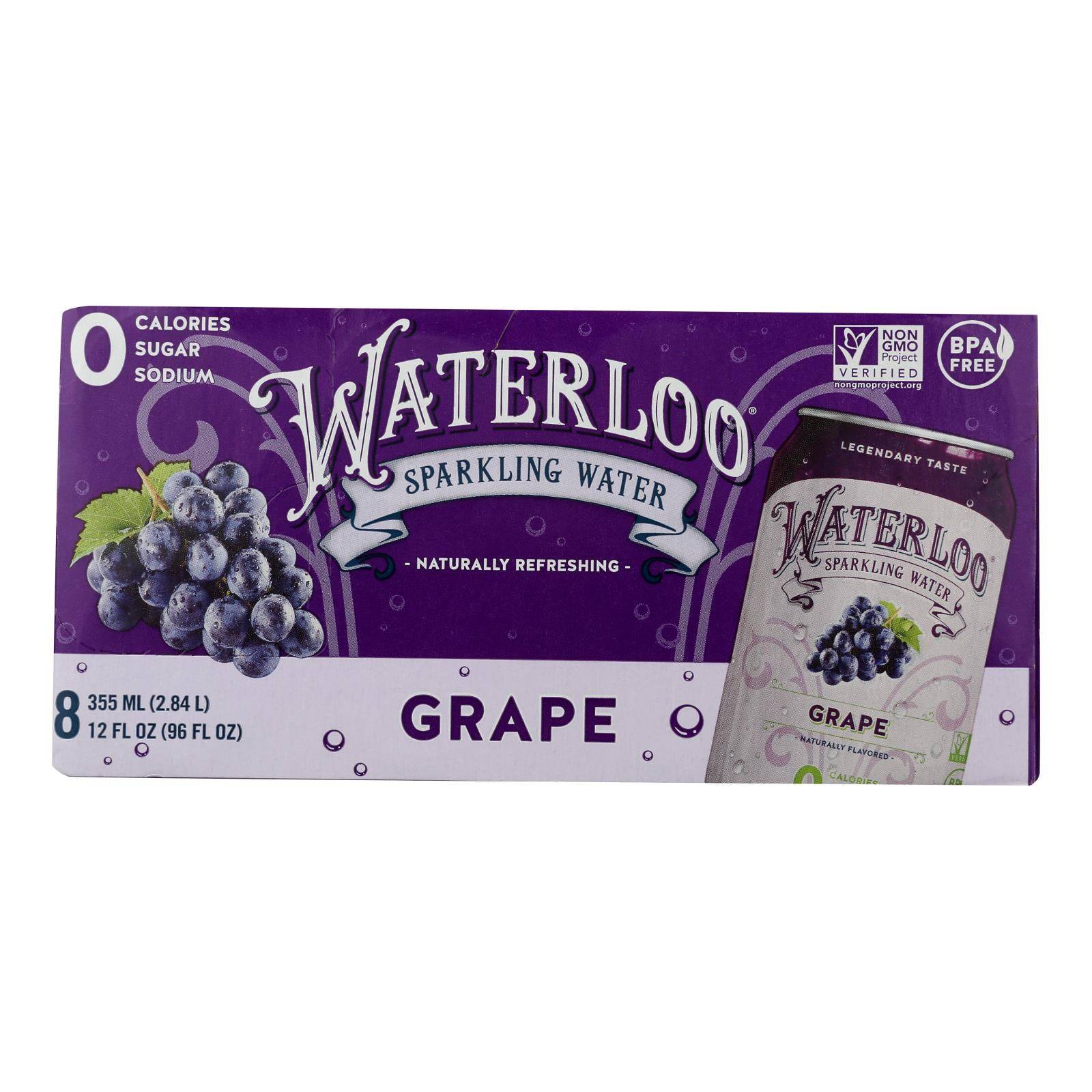 Waterloo - Sparkling Water Grape - Case Of 3 - 8-12 Fz | OnlyNaturals.us