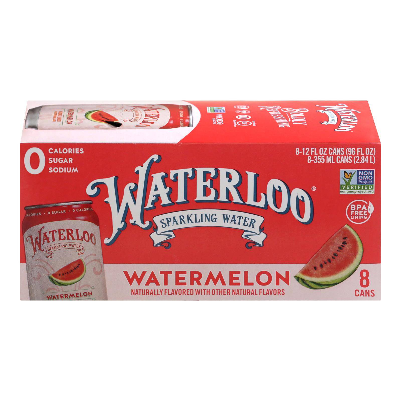 Waterloo - Sparkling Water Watermelon - Case Of 3 - 8-12 Fz | OnlyNaturals.us