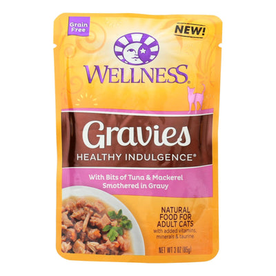 Buy Wellness Pet Products Cat Food - Gravies With Bits Of Tuna And Mackerel Smothered In Gravy - Case Of 24 - 3 Oz.  at OnlyNaturals.us