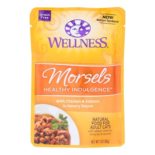 Buy Wellness Pet Products Cat Food - Morsels With Chicken And Salmon In Savory Sauce - Case Of 24 - 3 Oz.  at OnlyNaturals.us