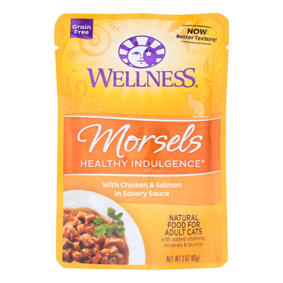 Buy Wellness Pet Products Cat Food - Morsels With Chicken And Salmon In Savory Sauce - Case Of 24 - 3 Oz.  at OnlyNaturals.us