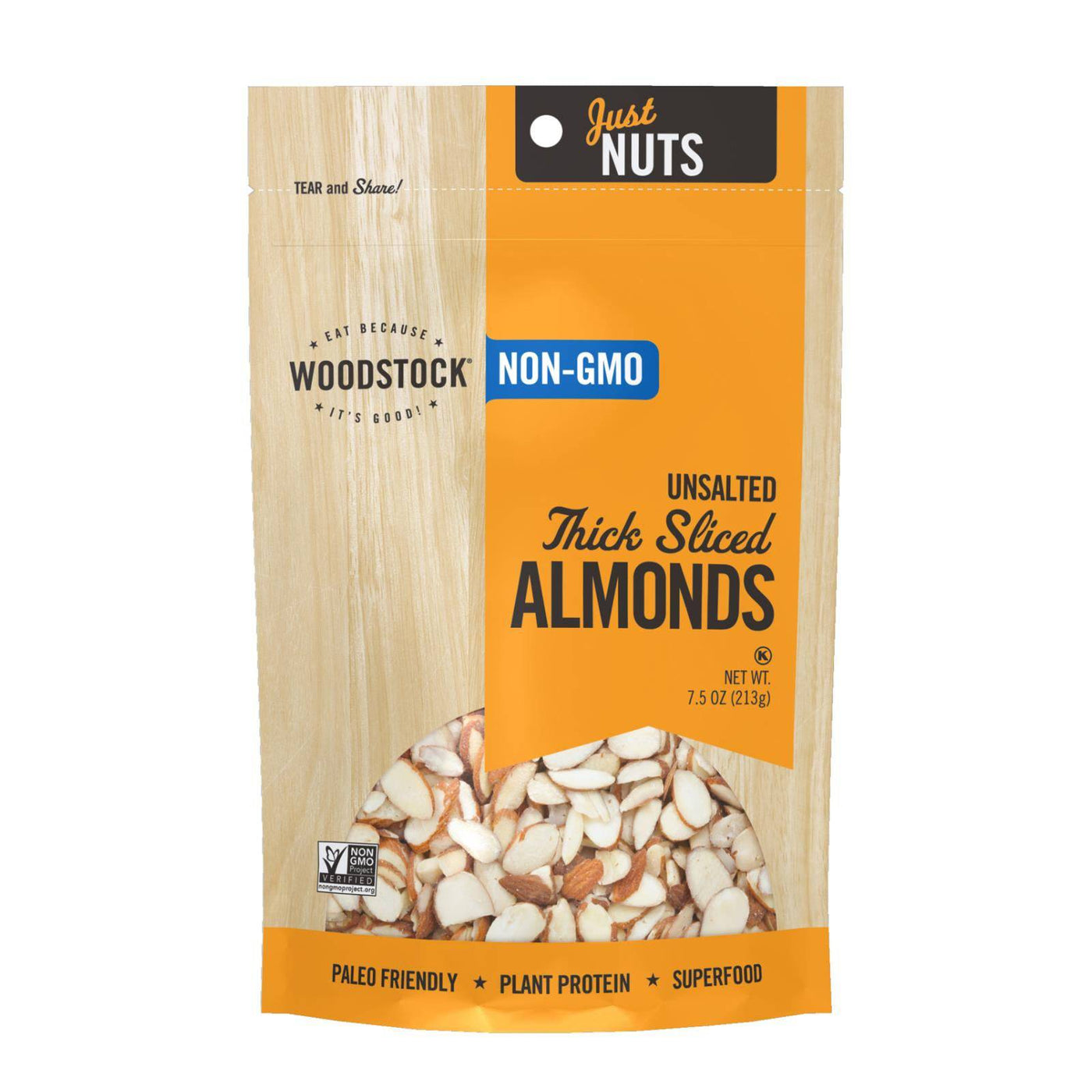 Woodstock Non-gmo Thick Sliced Almonds, Unsalted - Case Of 8 - 7.5 Oz | OnlyNaturals.us