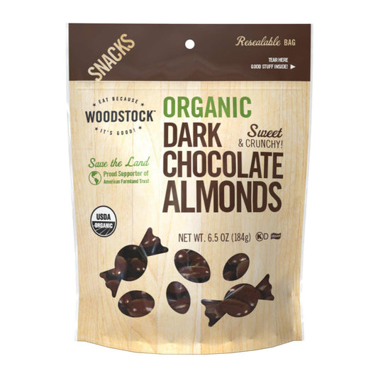 Woodstock Organic Dark Chocolate Almonds - Case Of 8 - 6.5 Oz | OnlyNaturals.us