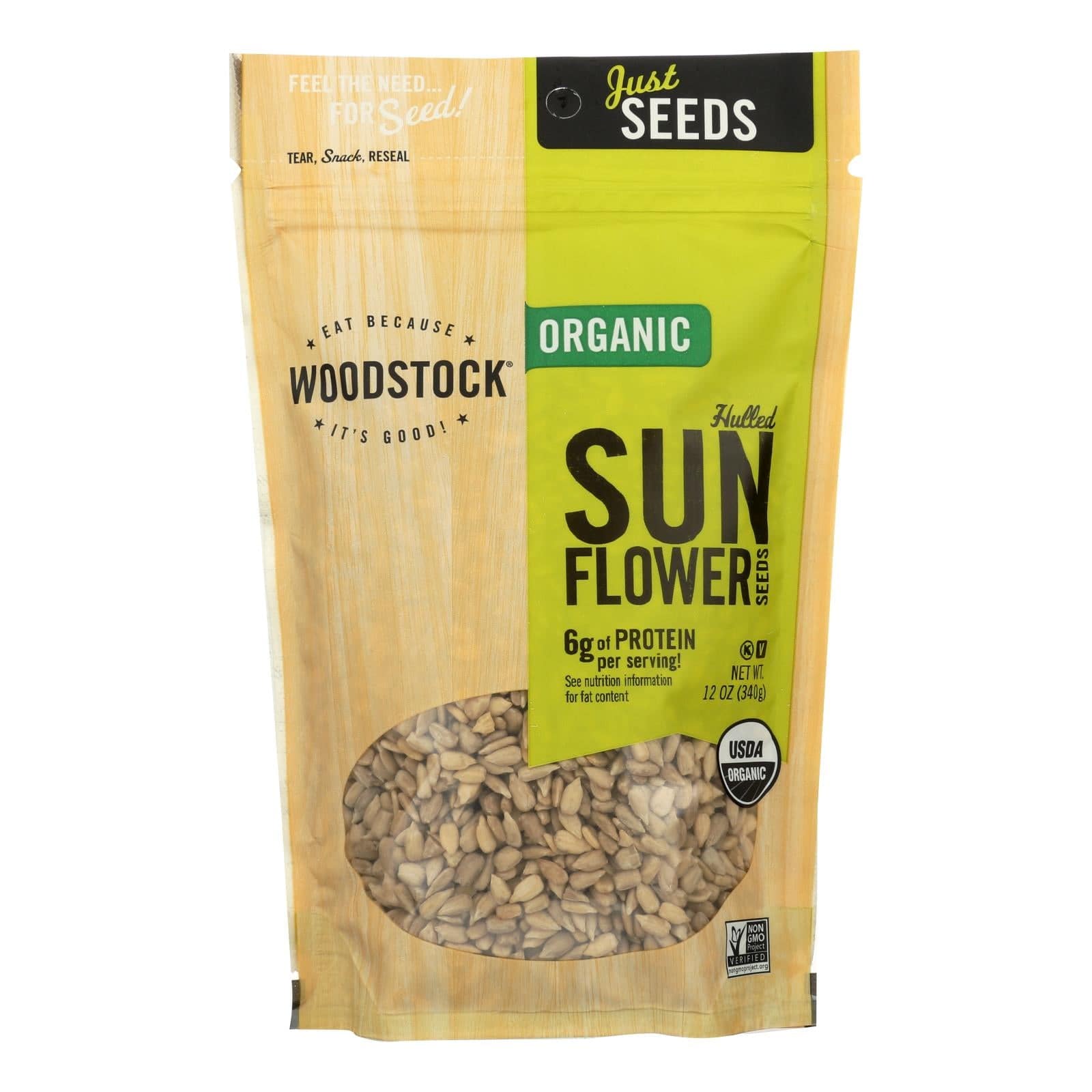 Woodstock Organic Hulled And Unsalted Sunflower Seeds - Case Of 8 - 12 Oz | OnlyNaturals.us