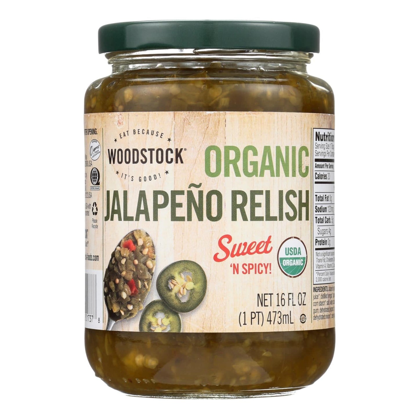 Buy Woodstock Organic Jalapeño Relish - Case Of 6 - 16 Oz  at OnlyNaturals.us