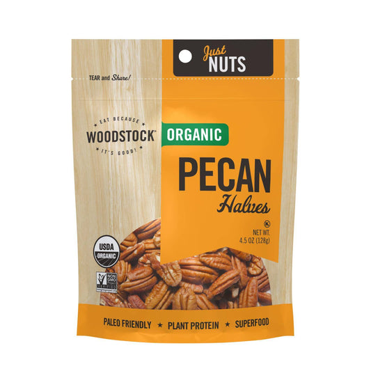 Woodstock Organic Pecan Halves - Case Of 8 - 4.5 Oz | OnlyNaturals.us