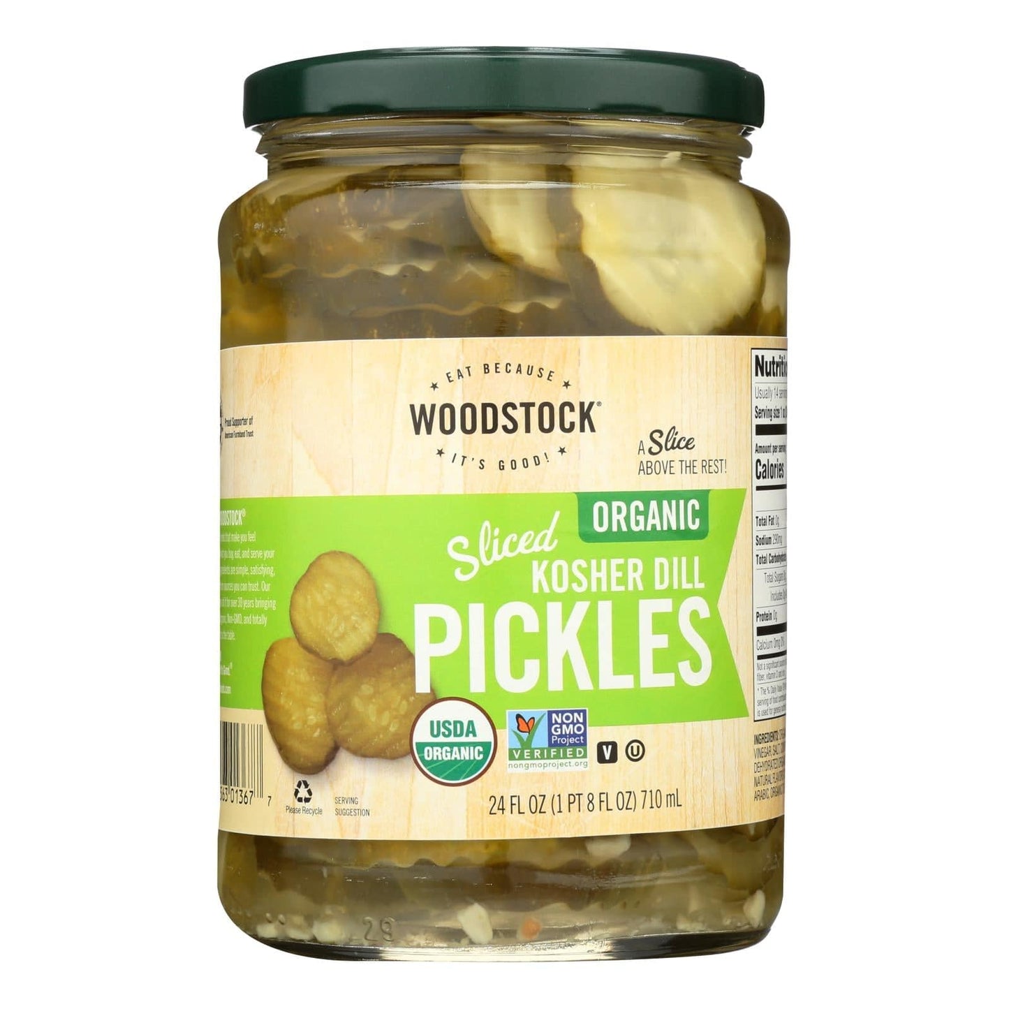 Woodstock Organic Pickles - Kosher Dill - Sliced - Case Of 6 - 24 Oz. | OnlyNaturals.us