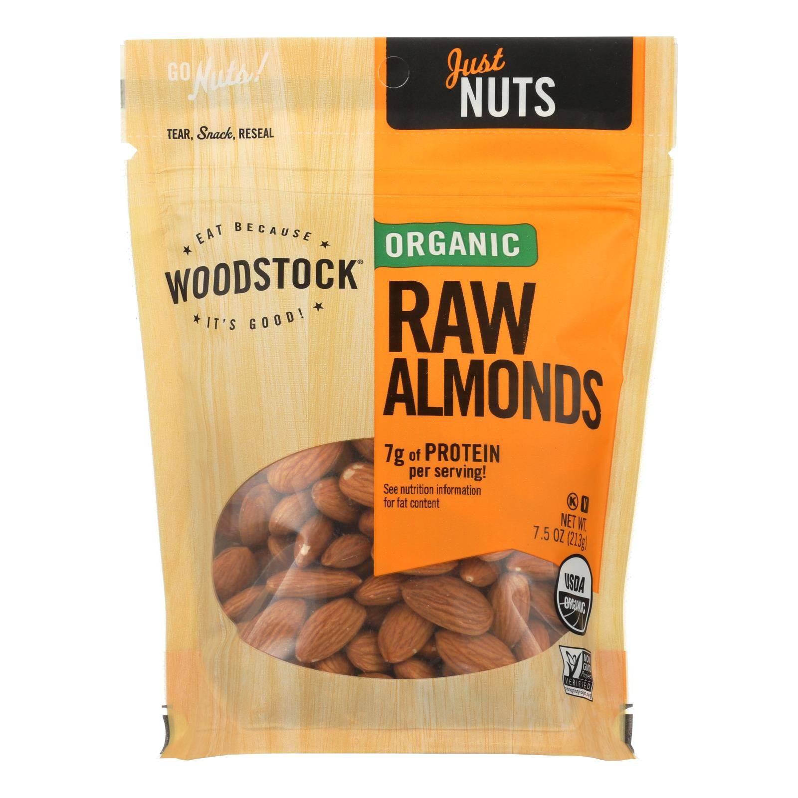 Woodstock Organic Raw Almonds - Case Of 8 - 7.5 Oz | OnlyNaturals.us