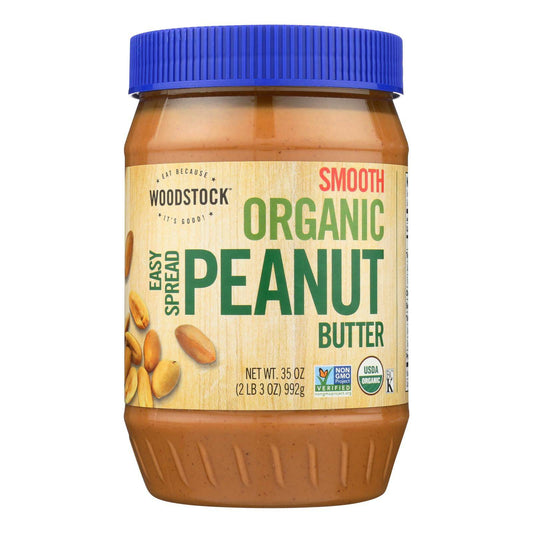 Woodstock Organic Smooth Easy Spread Peanut Butter - Case Of 12 - 35 Oz | OnlyNaturals.us