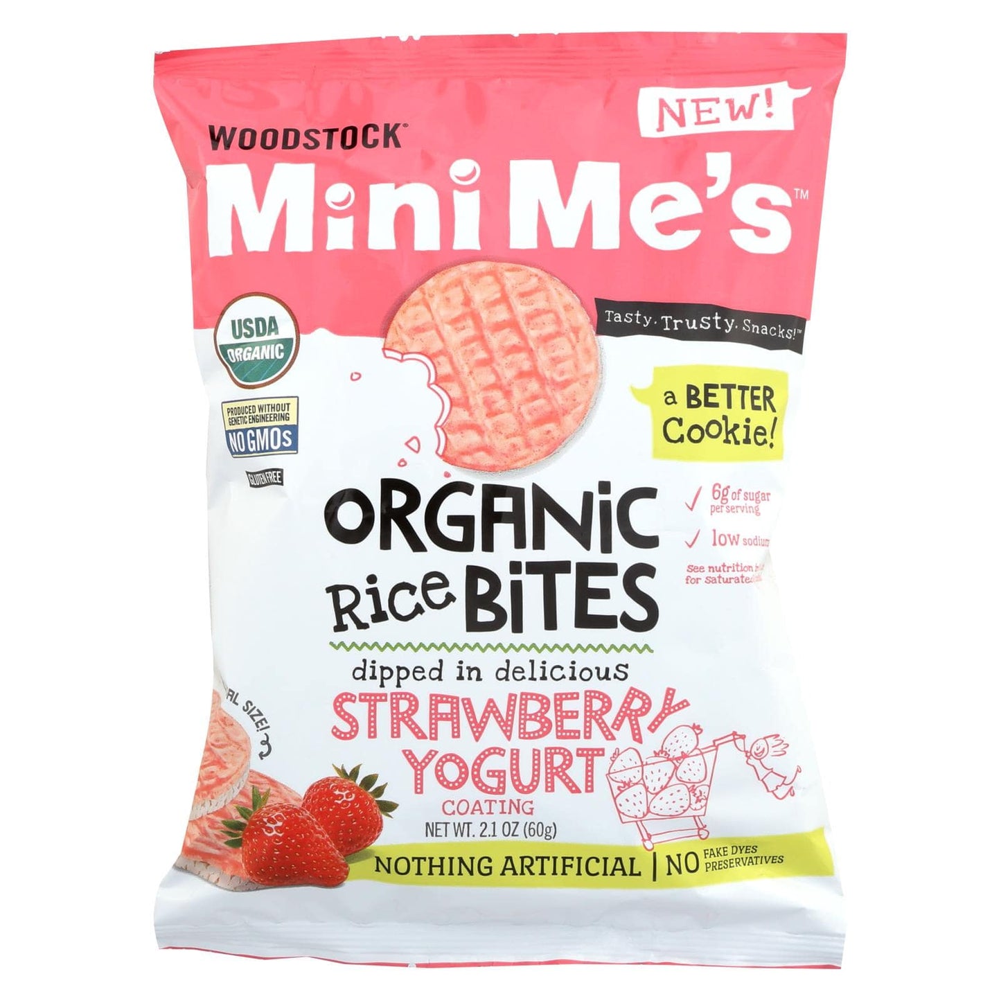 Woodstock Organic Strawberry Yogurt Rice Bites - Case Of 8 - 2.1 Oz | OnlyNaturals.us