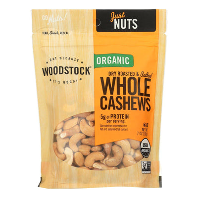 Woodstock Organic Whole Cashews, Dry Roasted And Salted - Case Of 8 - 7 Oz | OnlyNaturals.us