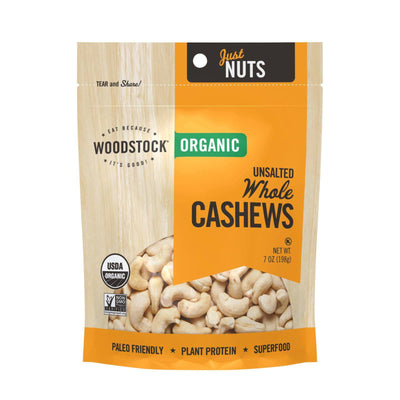 Woodstock Organic Whole Cashews, Unsalted - Case Of 8 - 7 Oz | OnlyNaturals.us