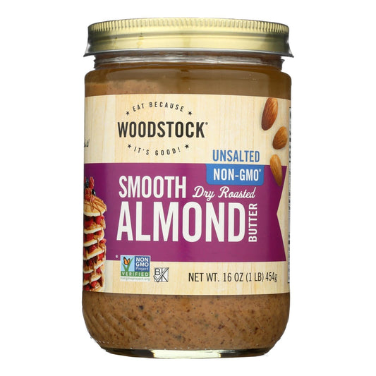 Buy Woodstock Unsalted Non-gmo Smooth Dry Roasted Almond Butter - Case Of 12 - 16 Oz  at OnlyNaturals.us