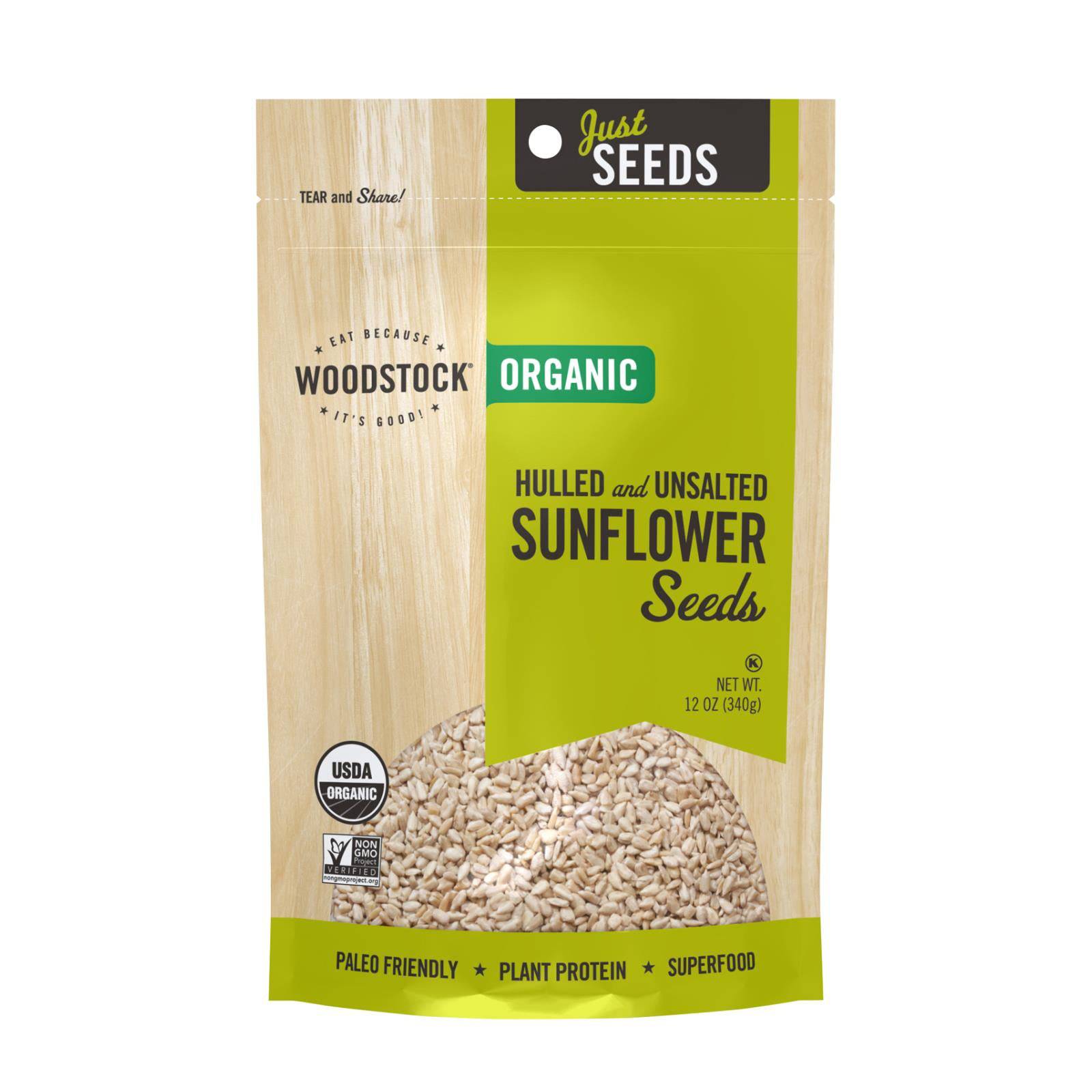 Woodstock Organic Hulled And Unsalted Sunflower Seeds - Case Of 8 - 12 Oz | OnlyNaturals.us