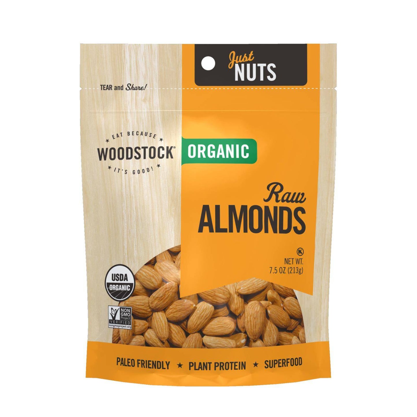 Woodstock Organic Raw Almonds - Case Of 8 - 7.5 Oz | OnlyNaturals.us