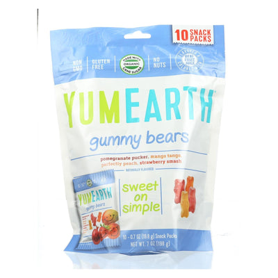 Yummy Earth Organics Gummy Bears - Organic - Snack Pack - .7 Oz - 10 Count - Case Of 12 | OnlyNaturals.us