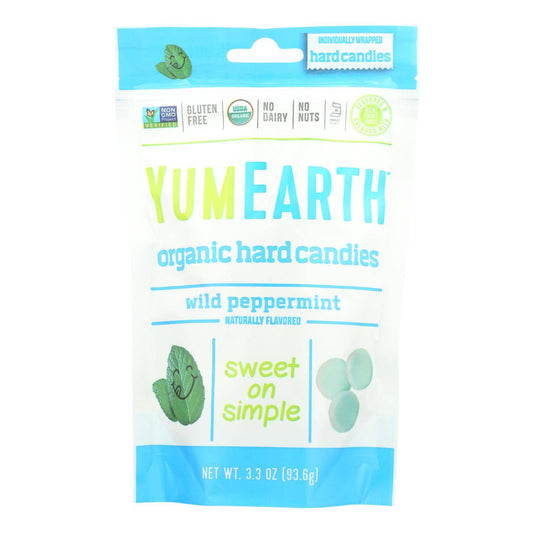 Yummy Earth Organic Candy Drops Wild Peppermint - 3.3 Oz - Case Of 6 | OnlyNaturals.us