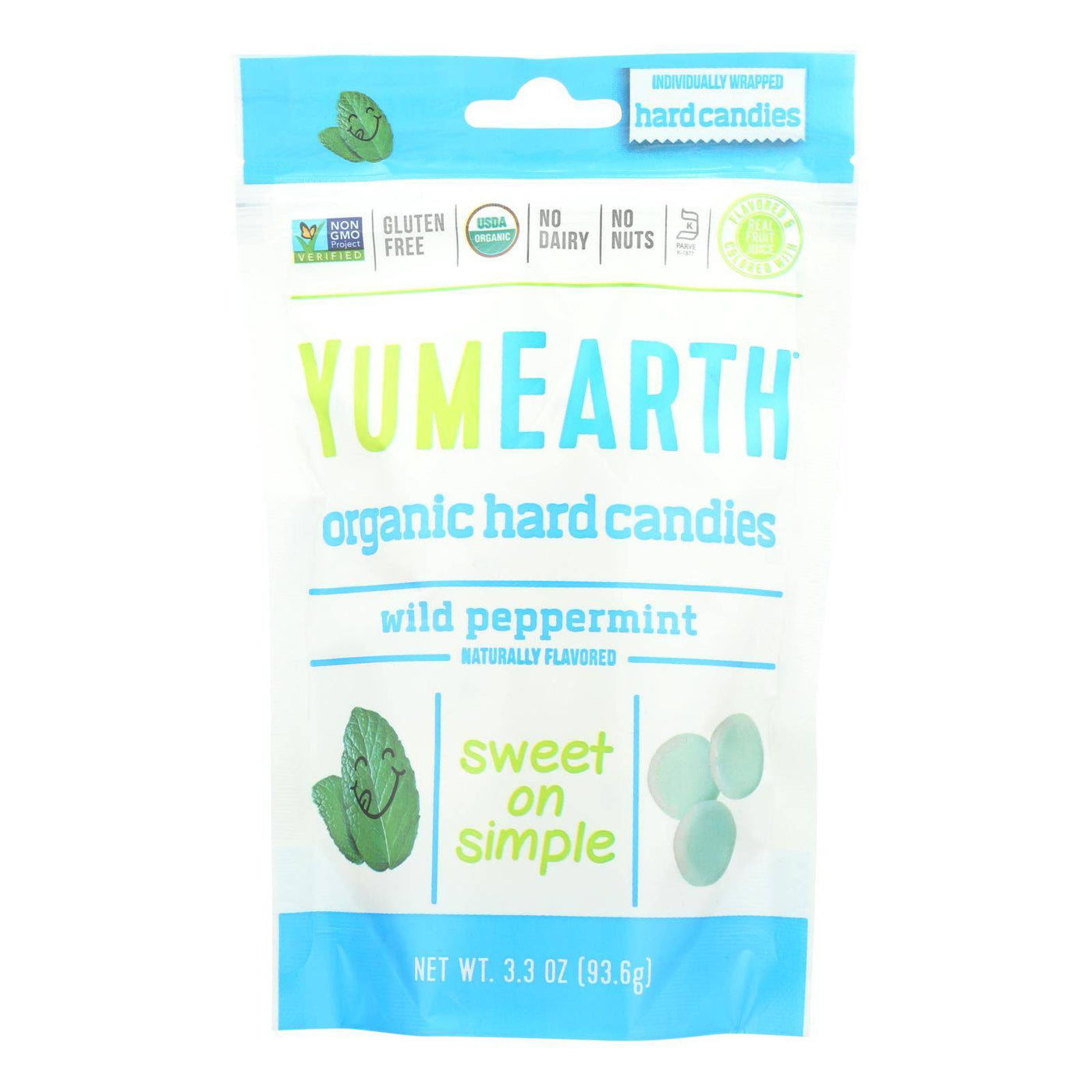 Yummy Earth Organic Candy Drops Wild Peppermint - 3.3 Oz - Case Of 6 | OnlyNaturals.us
