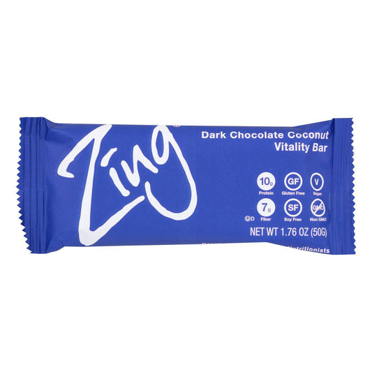 Zing Bars - Nutrition Bar - Dark Chocolate Coconut - 1.76 Oz Bars - Case Of 12 | OnlyNaturals.us