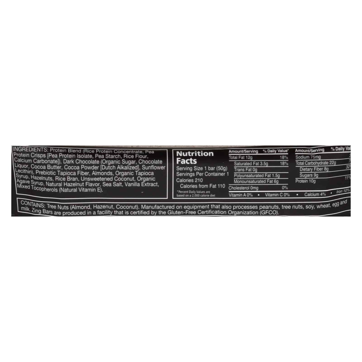 Zing Bars - Nutrition Bar - Dark Chocolate Hazelnut - 1.76 Oz Bars - Case Of 12 | OnlyNaturals.us